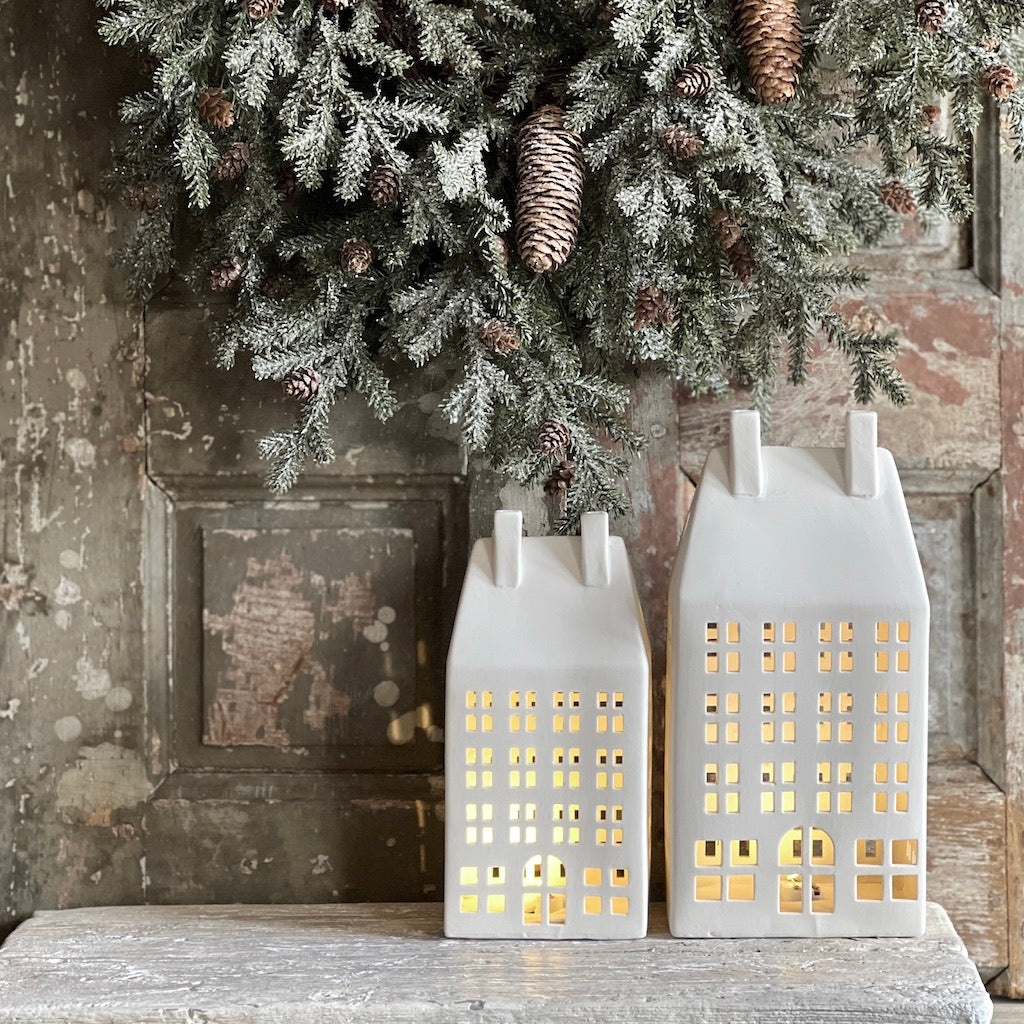 Matt White Ceramic LED Houses