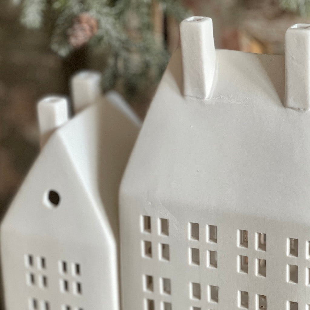 Matt White Ceramic LED Houses