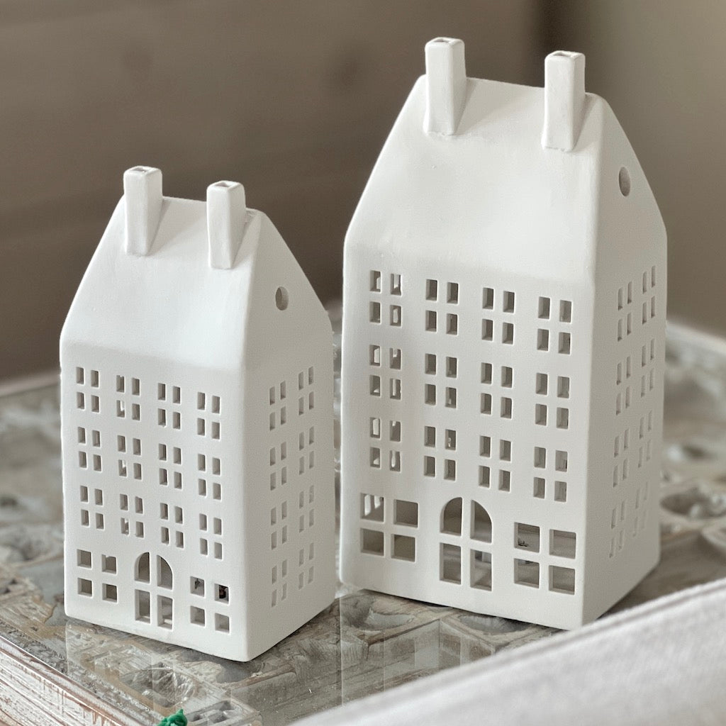 Matt White Ceramic LED Houses
