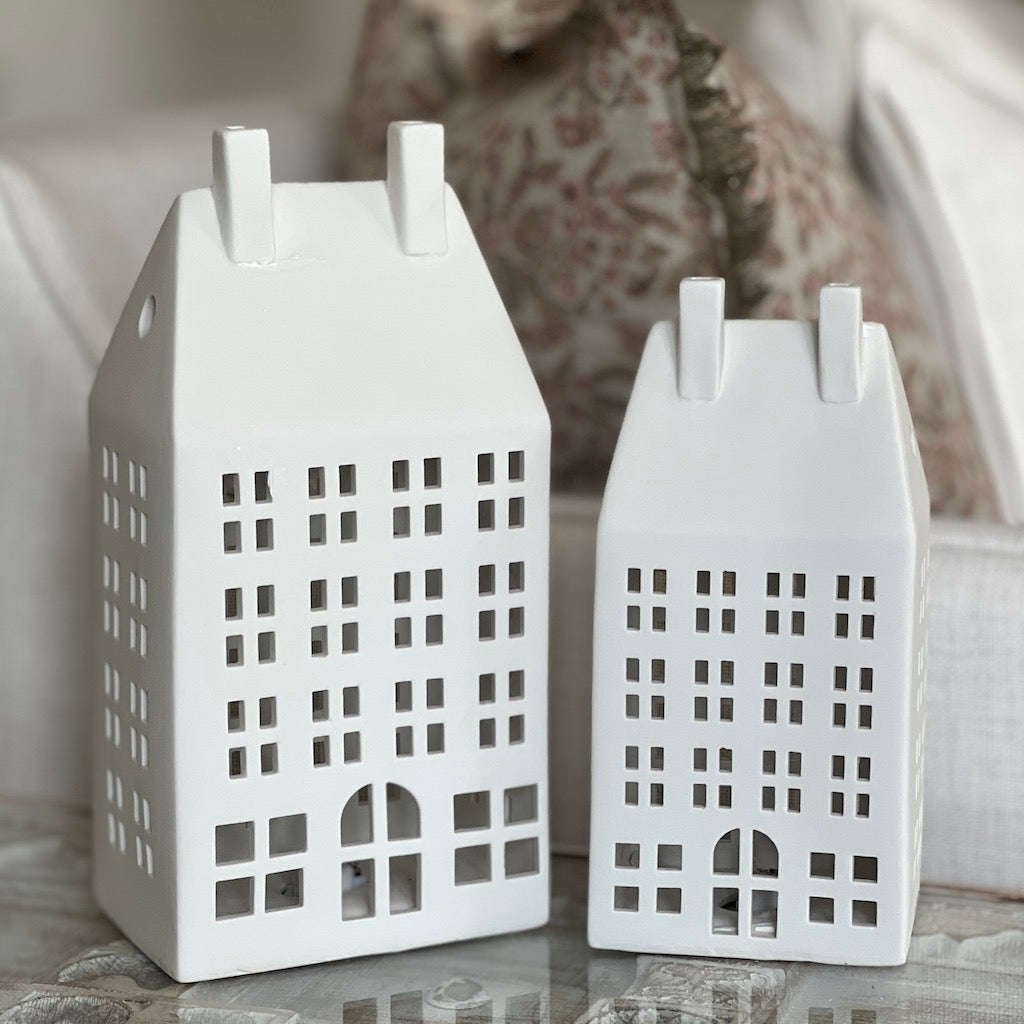 Matt White Ceramic LED Houses
