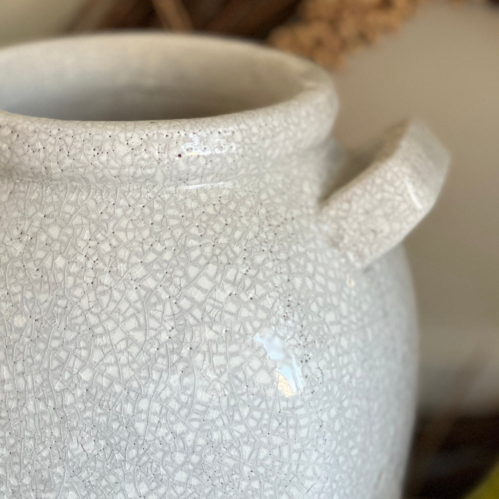 Crackle Glaze Vase Pot Handles Jeanie