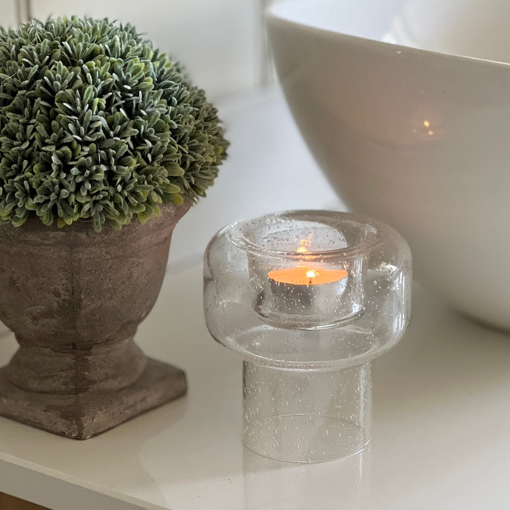 Bubble Glass Scandi T Light Holder