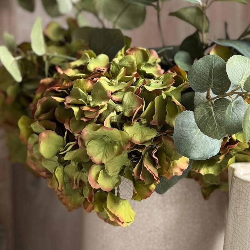 Faux Green Single Hydrangea Stem Short