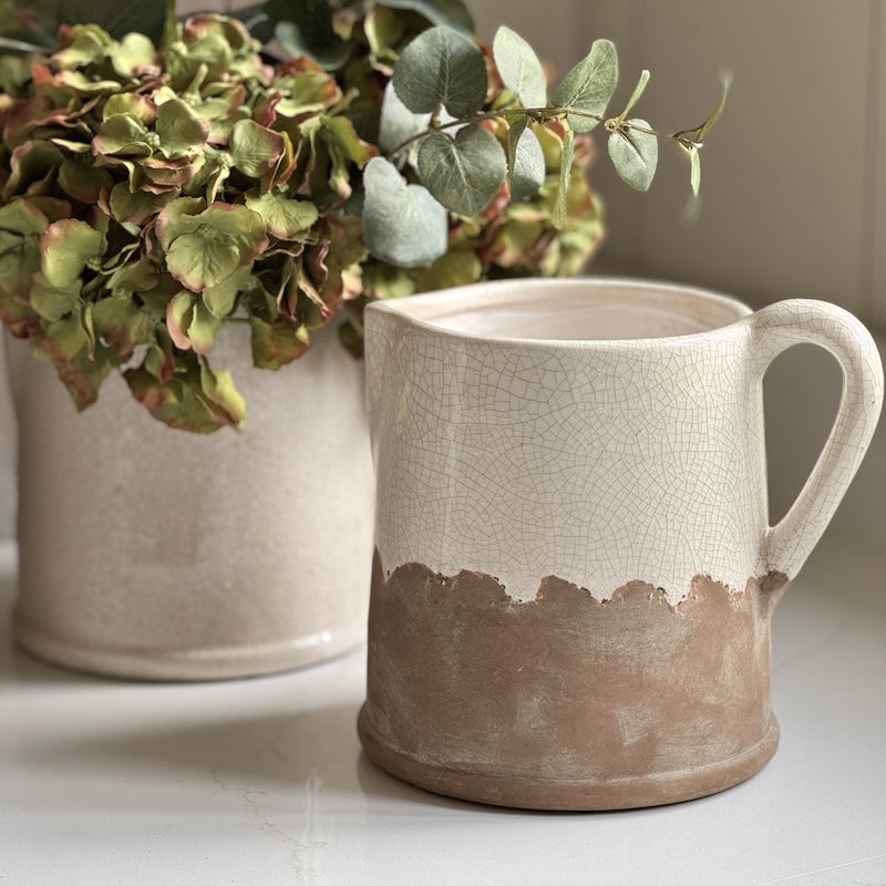 Odi Terracotta Cream Crackle Jug