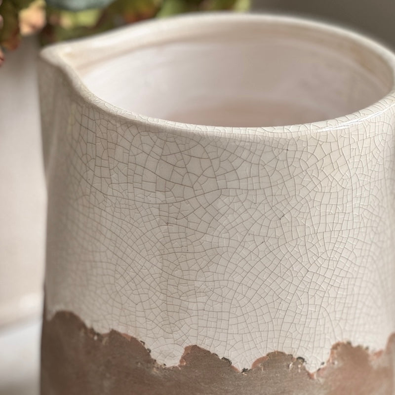 Odi Terracotta Cream Crackle Jug