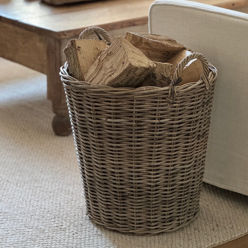 Tall Round Basket With Ear Handles