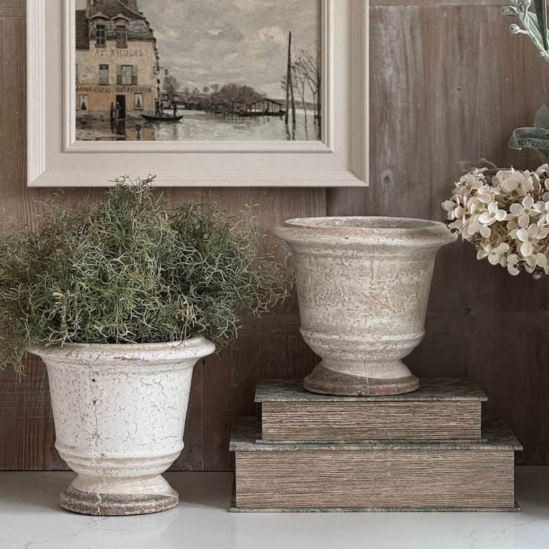 Rustic Crackled Weathered Small Urn