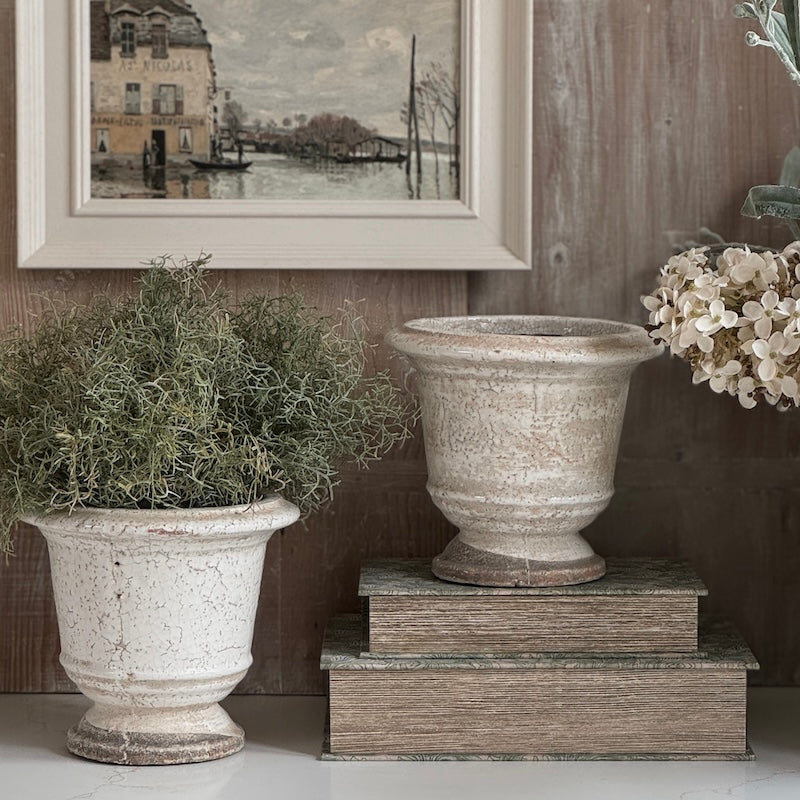 Rustic Crackled Weathered Small Urn