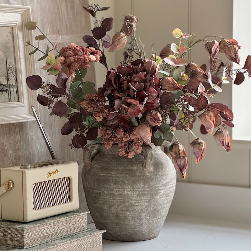 Faux Autumn Mulberry Hydrangea Arrangement