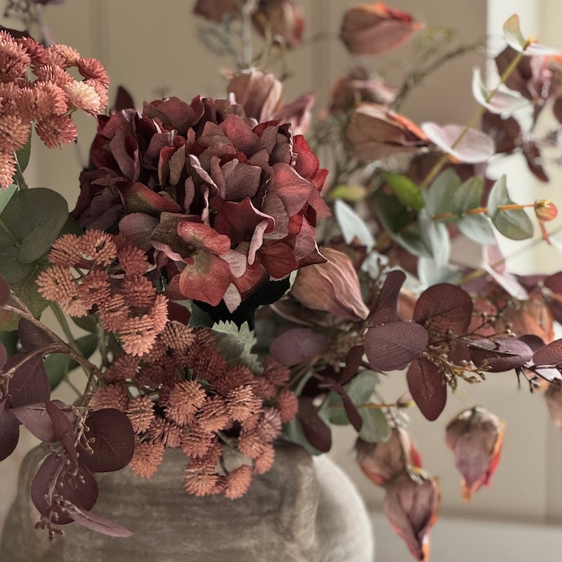 Faux Autumn Mulberry Hydrangea Arrangement