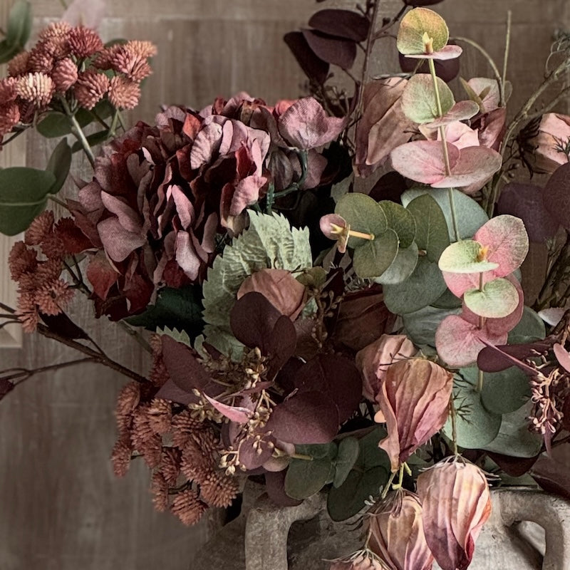 Faux Autumn Mulberry Hydrangea Arrangement