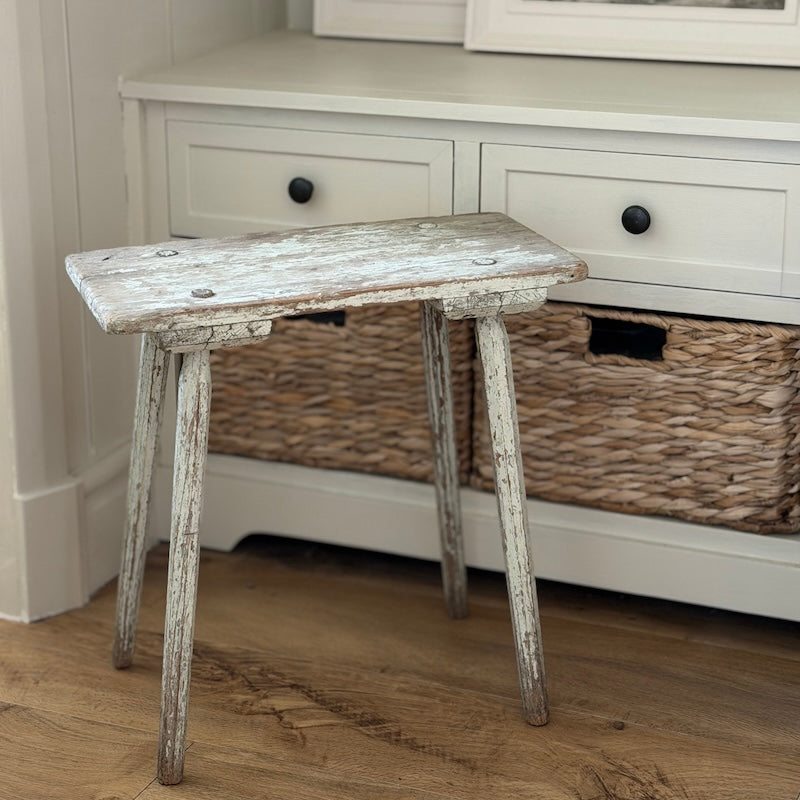 Reclaimed Vintage Painted Wood Stool