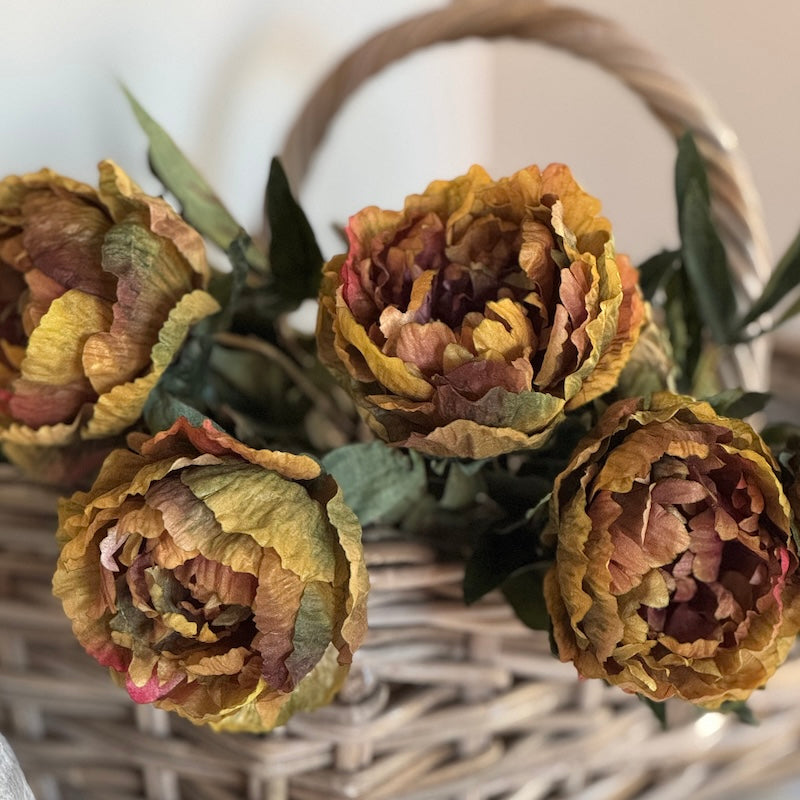 Faux Eco Amber Peony Spray