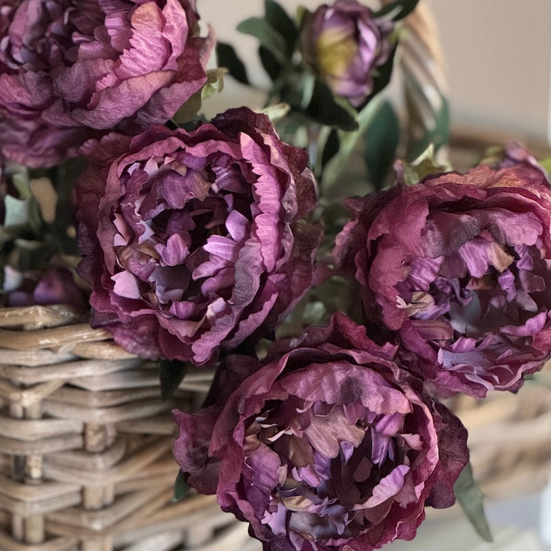 Faux Eco Damson Peony Spray