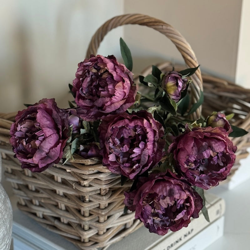 Faux Eco Damson Peony Spray