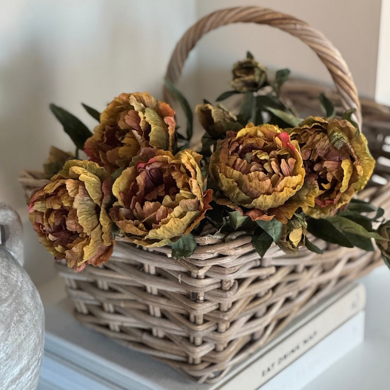 Faux Eco Amber Peony Spray