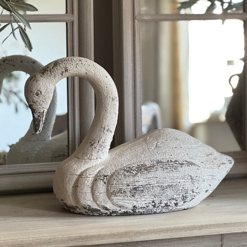Classic Distressed Swan Sculpture