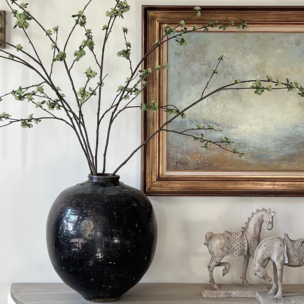 Faux Tall Green Skimmia Spray