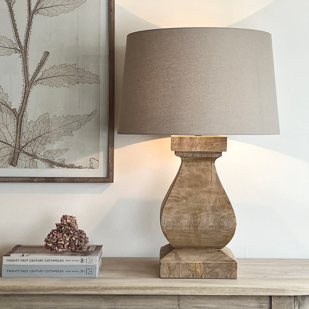 Aspen Large Chunky Solid Wood Table Lamp - Main Image