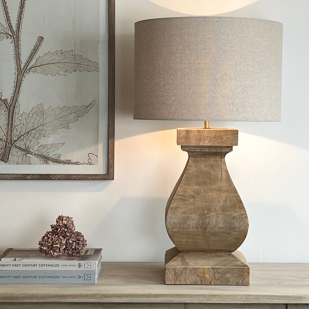 Aspen Large Chunky Solid Wood Table Lamp - Main Image