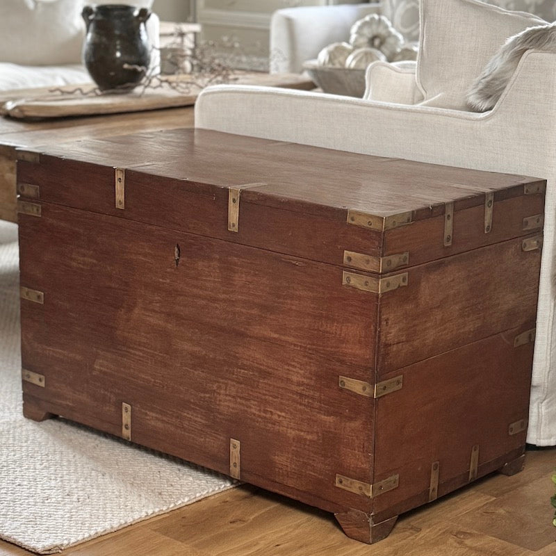 Original Vintage Campaign Teak Chest