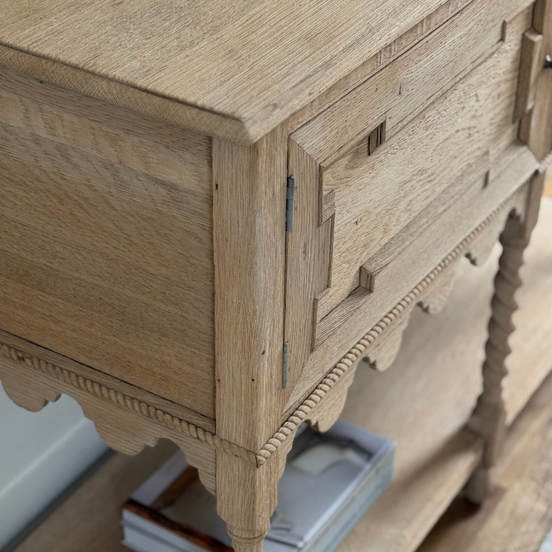 Vintage French Oak 2 Door Console Serving Table