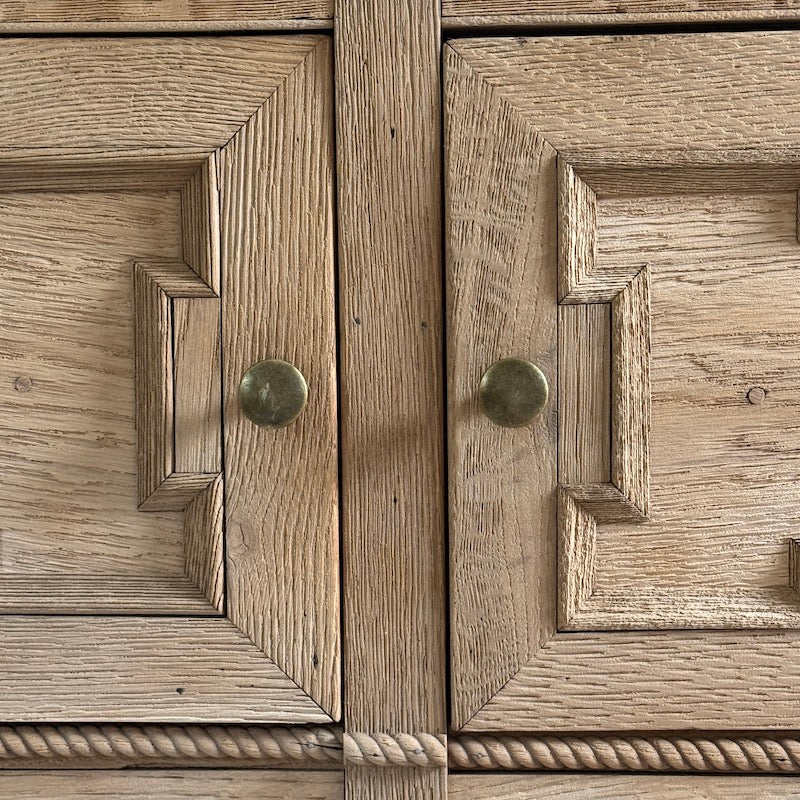 Vintage French Oak 2 Door Console Serving Table