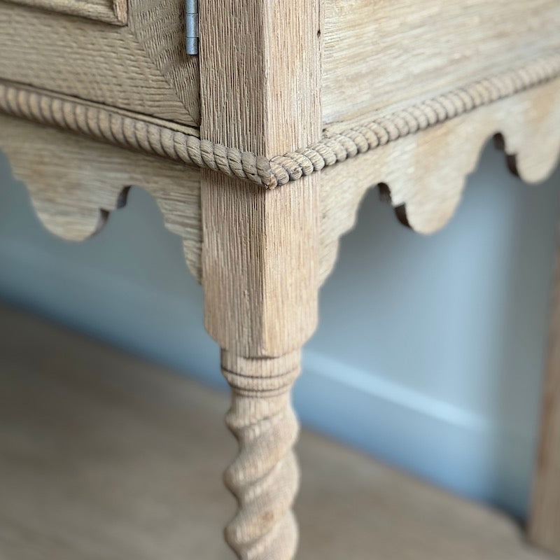 Vintage French Oak 2 Door Console Serving Table