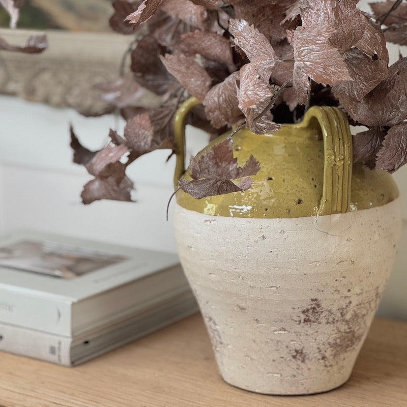 Two Toned Glazed Provence 3 Handle Vase