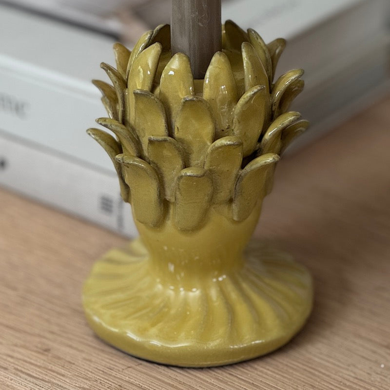 Decorative Mustard Glazed Provence Candlestick