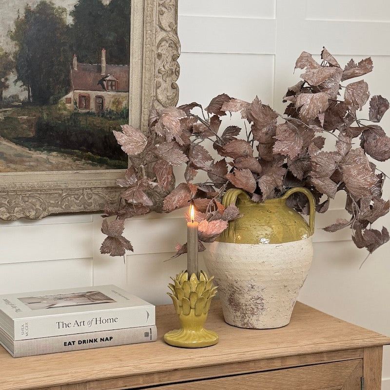 Decorative Mustard Glazed Provence Candlestick