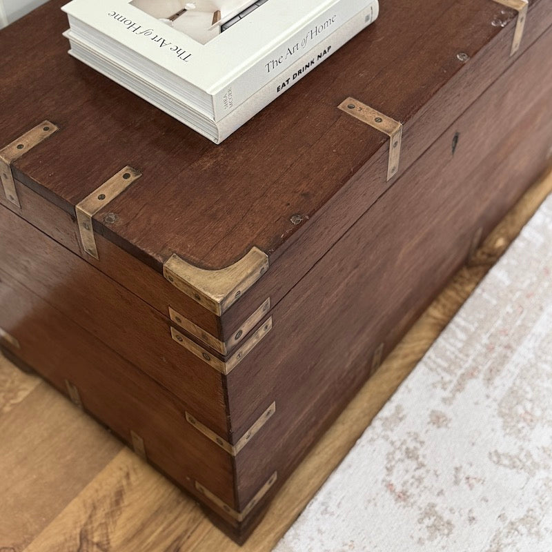 Original Vintage Campaign Teak Chest