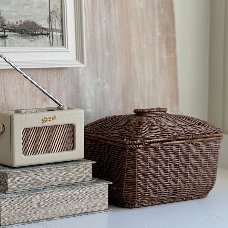 Rustic Style Faux Rattan Lidded Basket