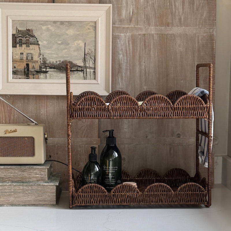 Decorative Faux Rattan Display Shelves