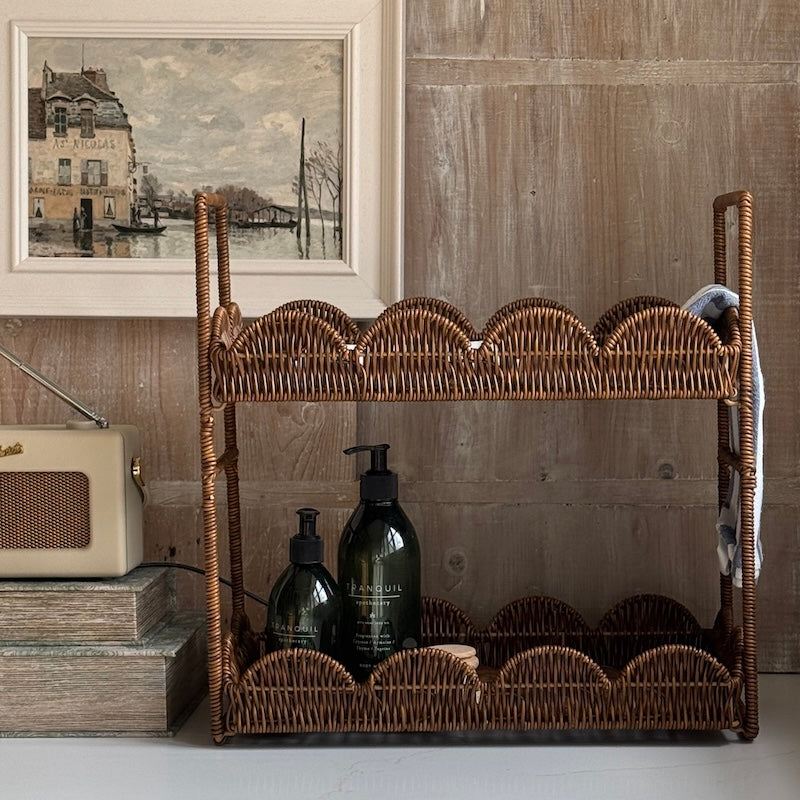 Decorative Faux Rattan Display Shelves
