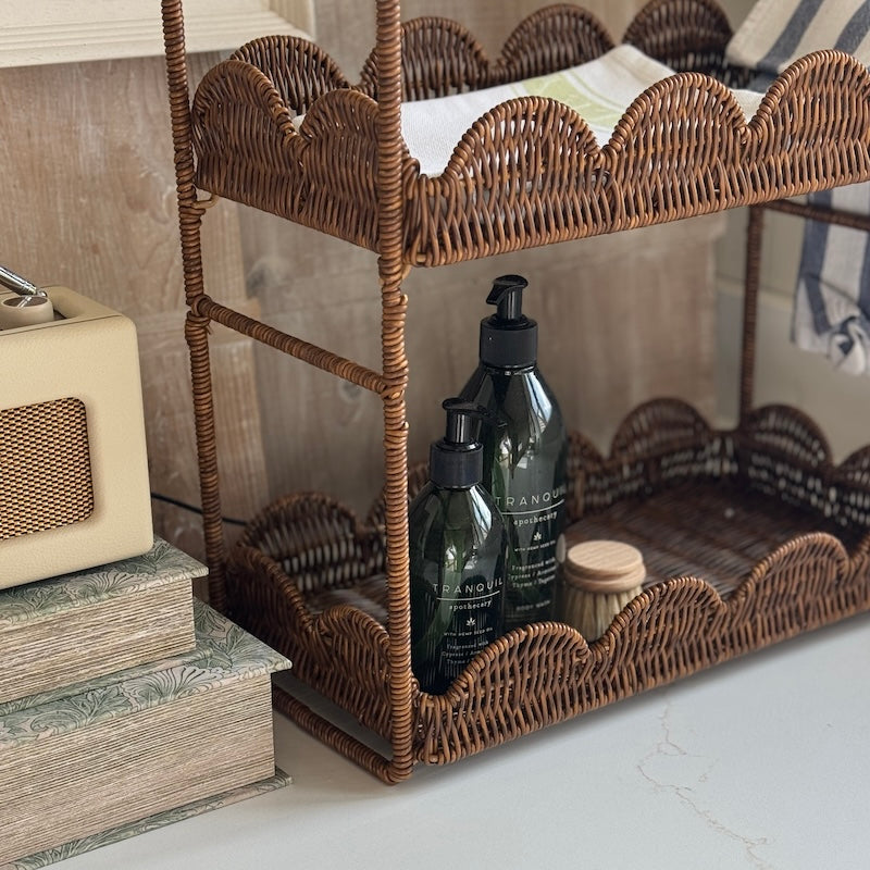 Decorative Faux Rattan Display Shelves