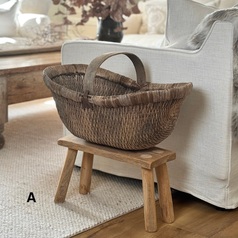 Vintage Chinese Harvest Basket