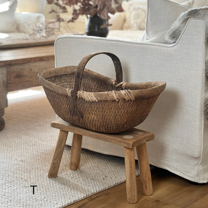 Vintage Chinese Harvest Basket