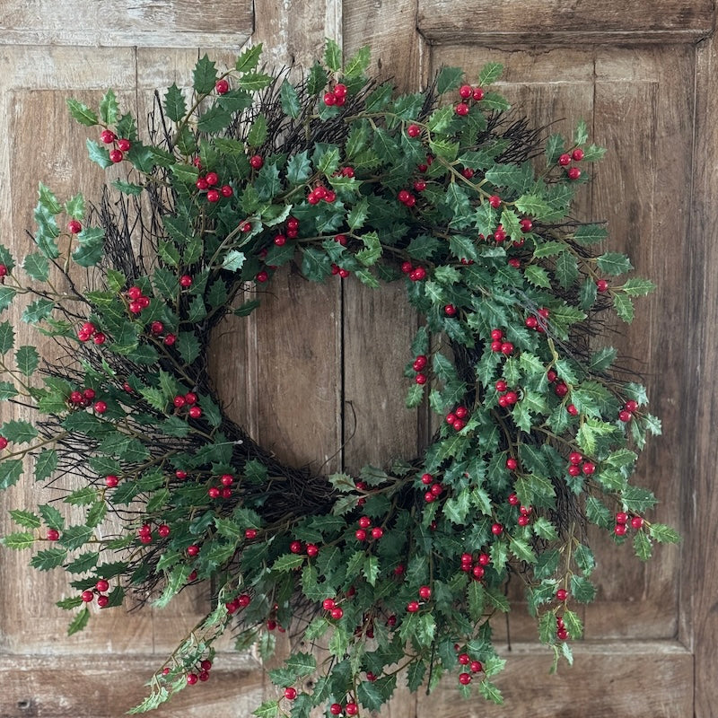 Extra Large Holly Berry Wreath - 71cm