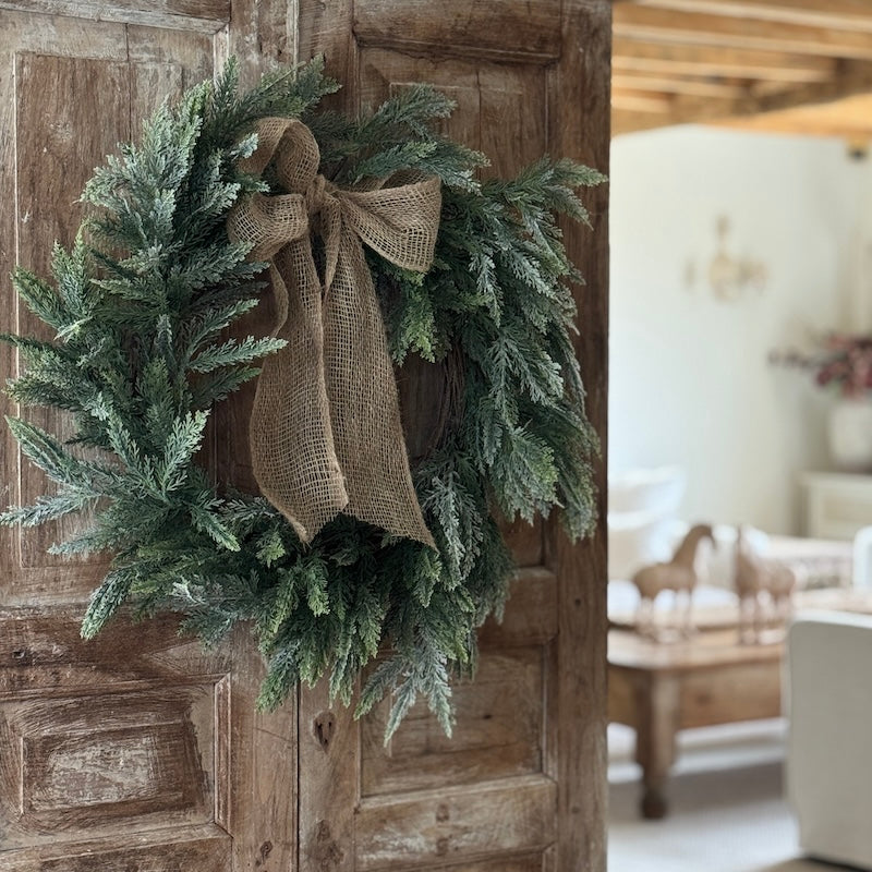 Large Snowy Green Fern Wreath - 61cm