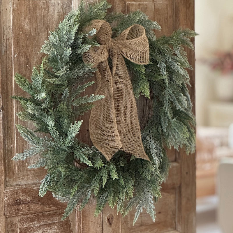 Large Snowy Green Fern Wreath - 61cm
