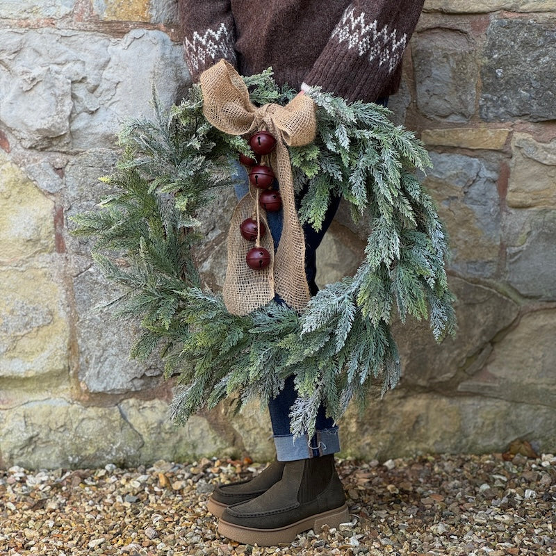 Large Snowy Green Fern Wreath - 61cm