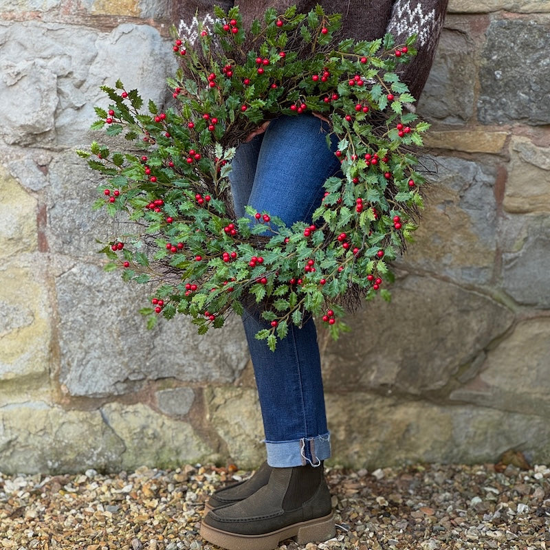 Extra Large Holly Berry Wreath - 71cm