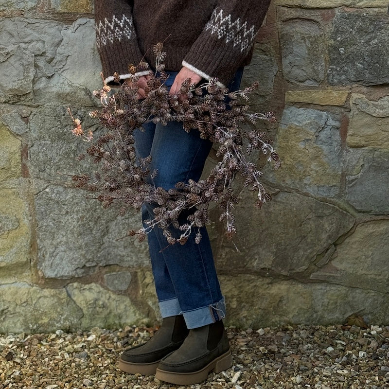 Faux Frosted Pinecone Branch Wreath - 50cm