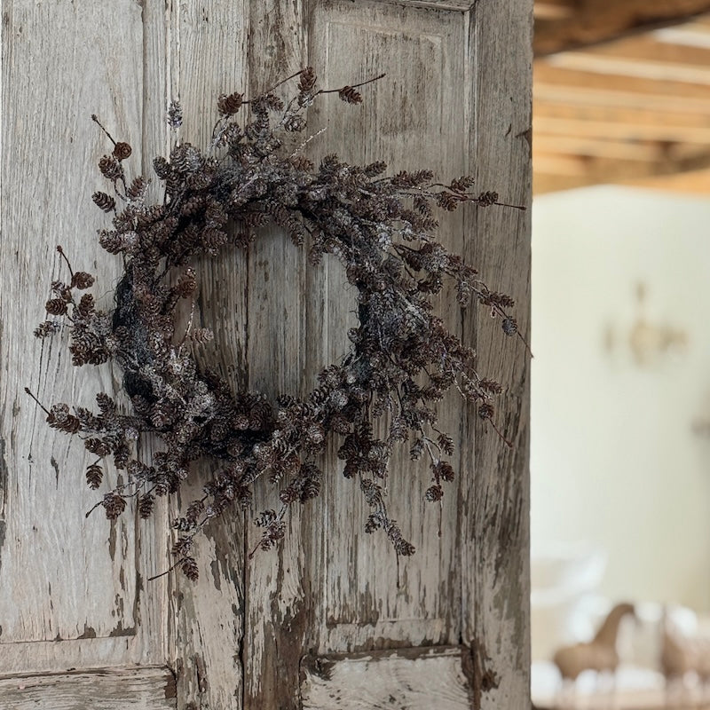Faux Frosted Pinecone Branch Wreath - 50cm