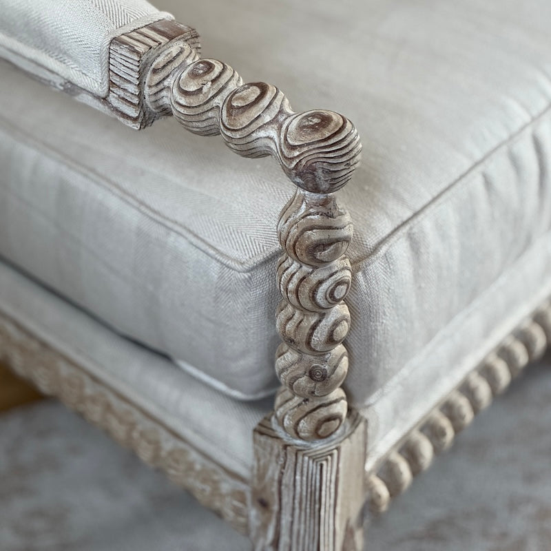 Spindle Linen Stripe Fabric Armchair