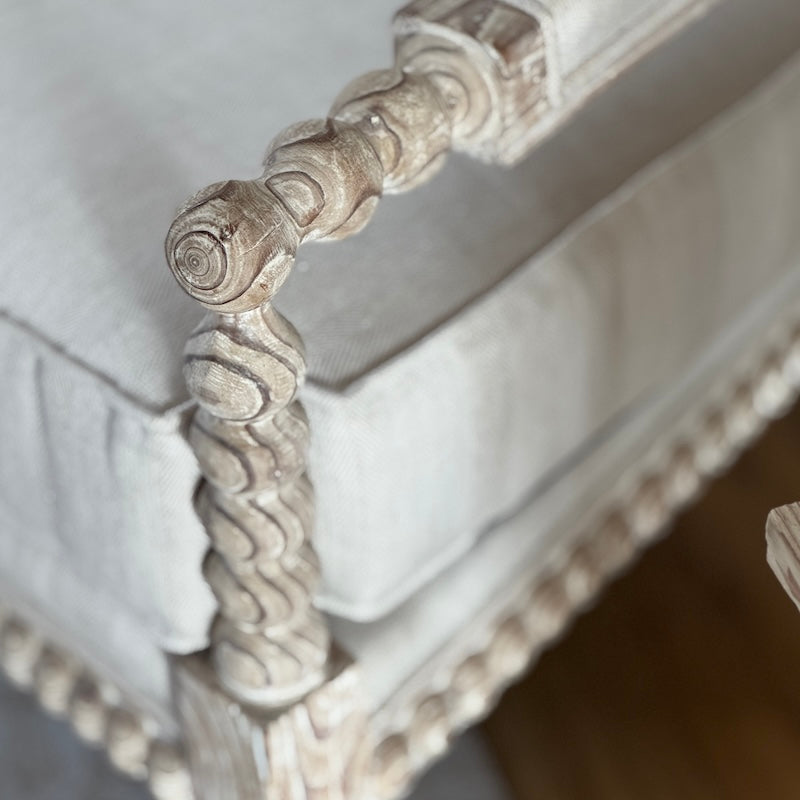 Spindle Linen Stripe Fabric Armchair