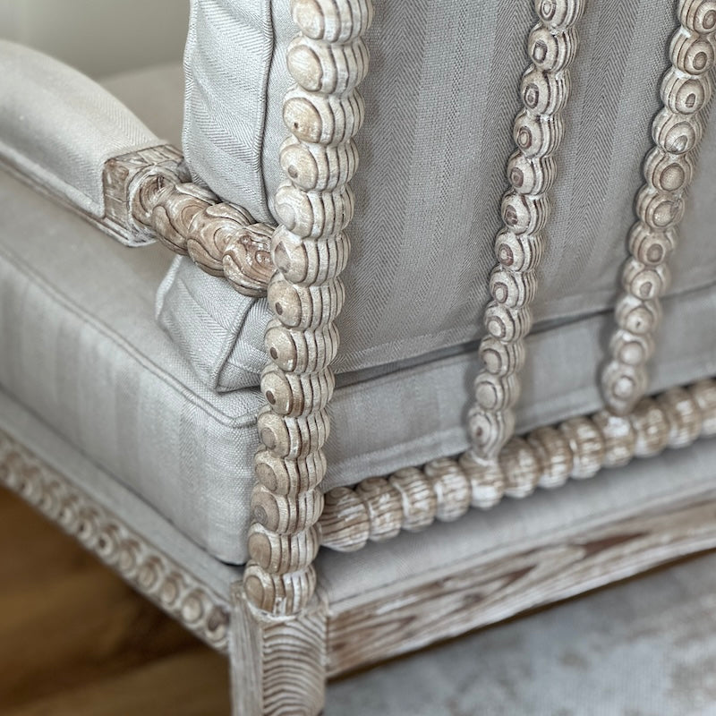 Spindle Linen Stripe Fabric Armchair