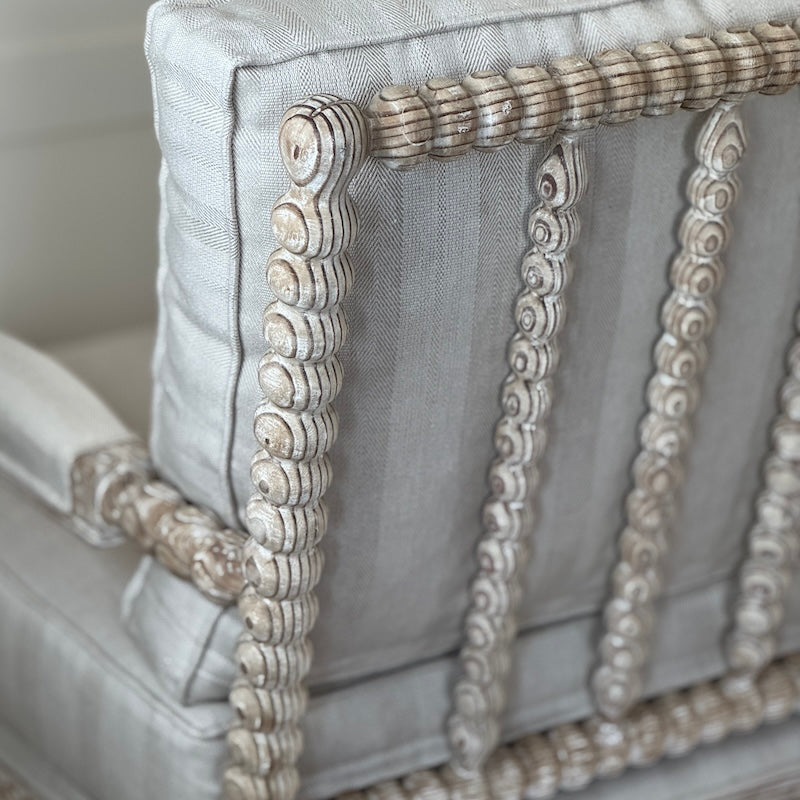 Spindle Linen Stripe Fabric Armchair