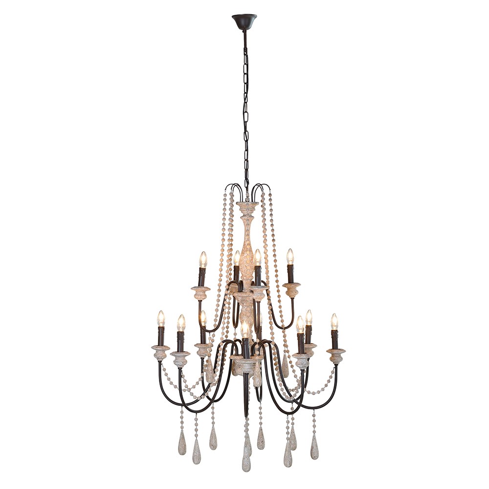 Large Wooden Beaded Chandelier Skye